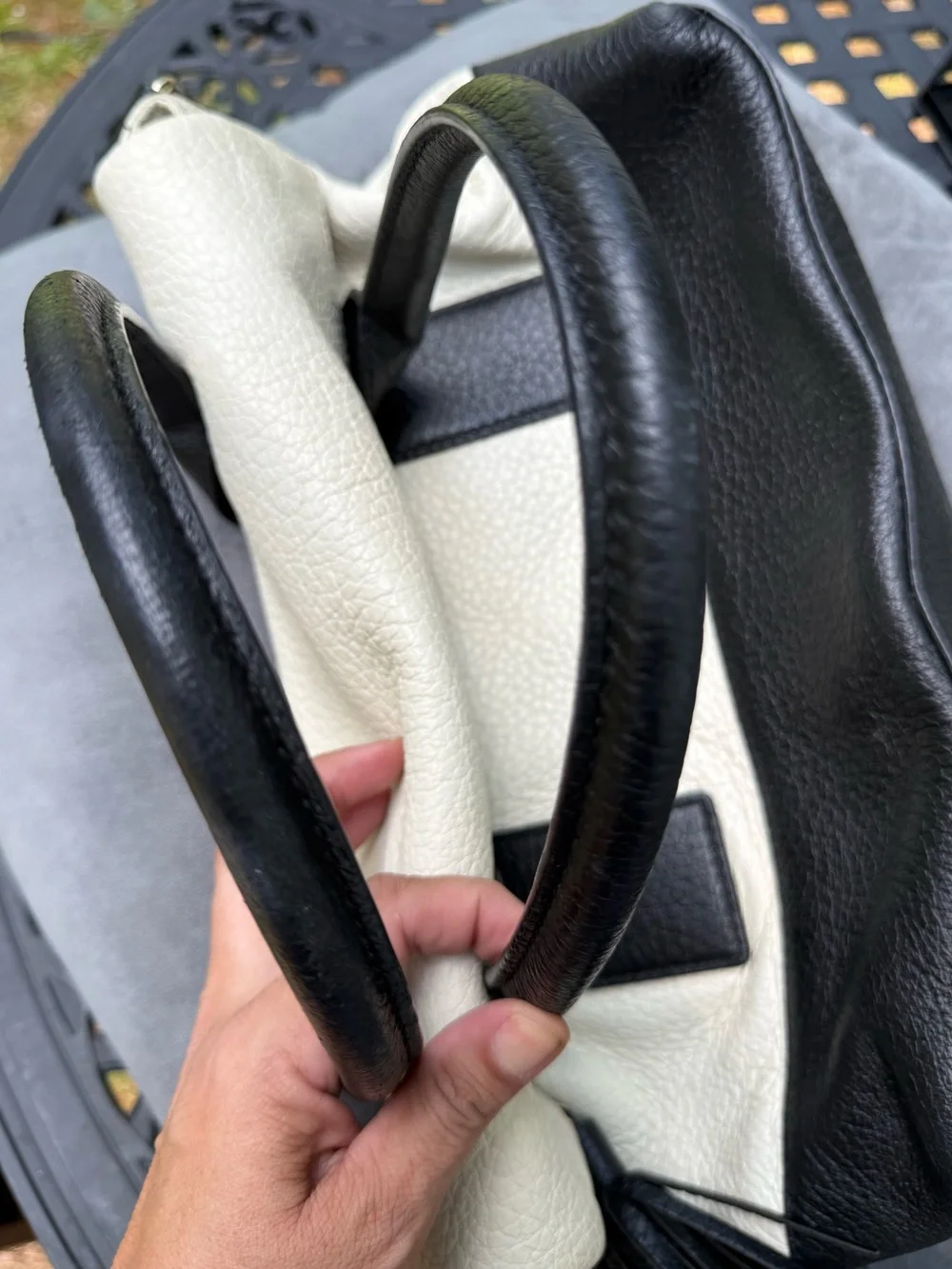 kate spade Black and Cream Two-Tone Leather Shoulder Bag